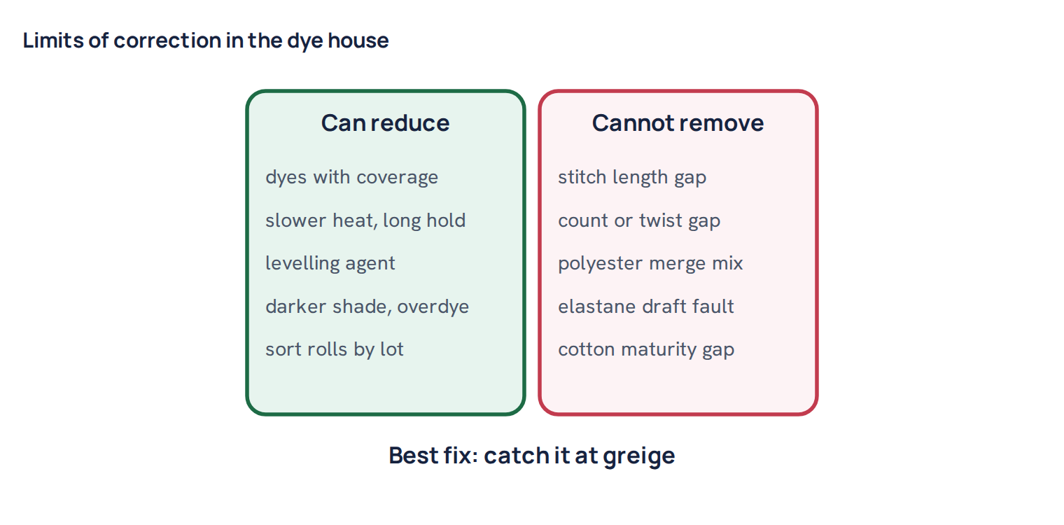 Limits of correction in the dye house