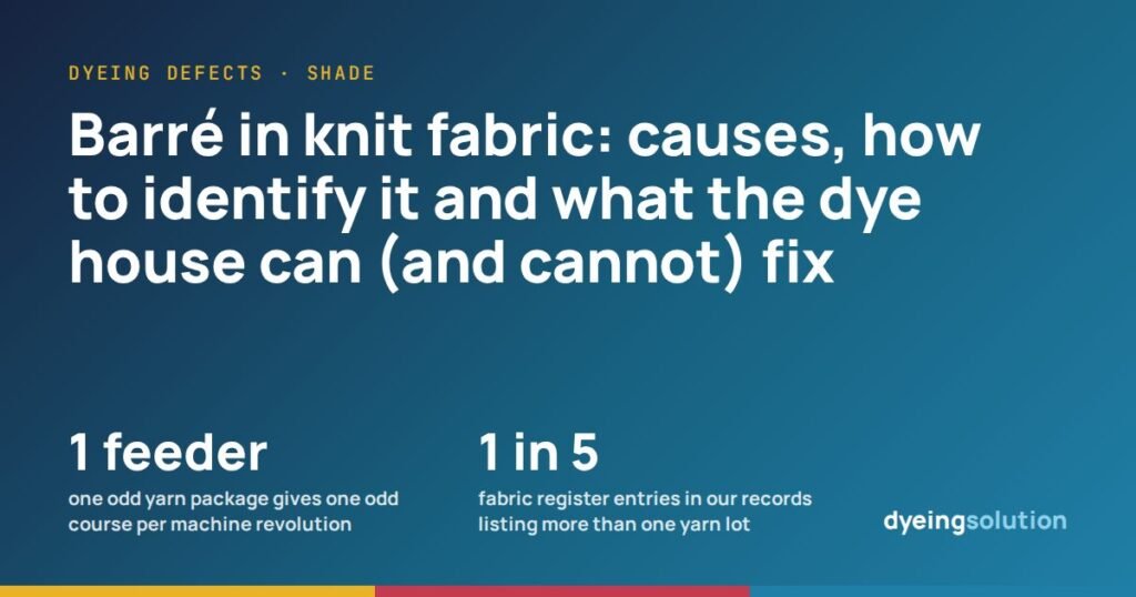 Barré in knit fabric: causes, how to identify it and what the dye house can (and cannot) fix