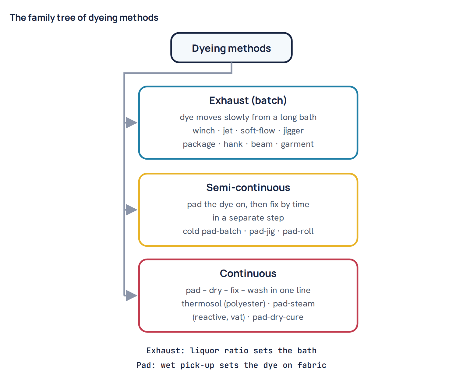 The family tree of dyeing methods