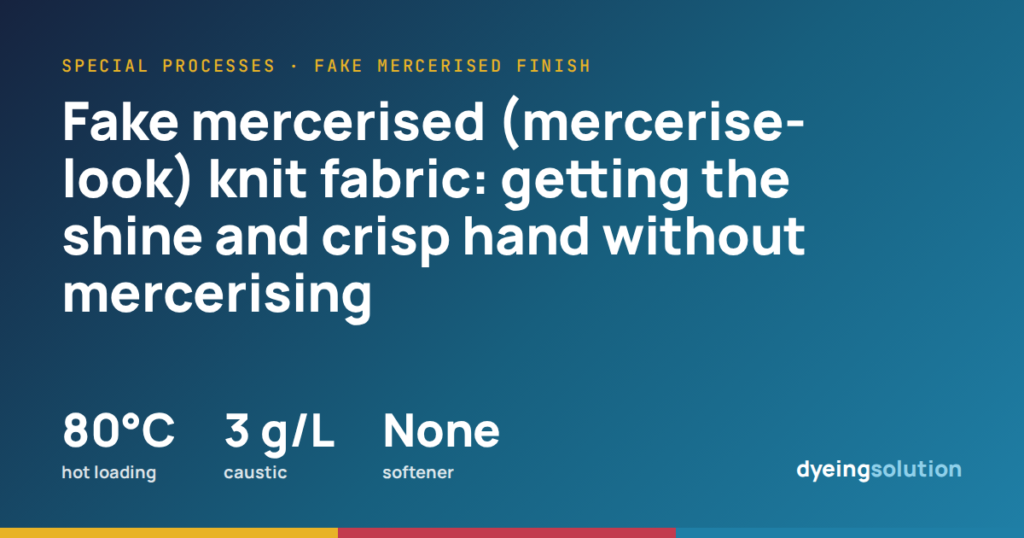 Fake mercerised (mercerise-look) knit fabric: getting the shine and crisp hand without mercerising