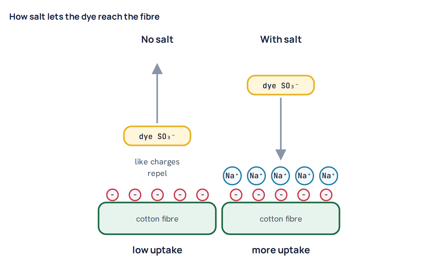 How salt lets the dye reach the fibre