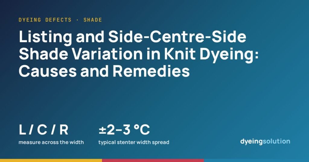 Listing and Side-Centre-Side Shade Variation in Knit Dyeing: Causes and Remedies