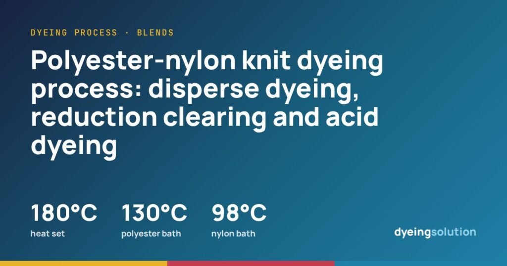 Polyester-nylon knit dyeing process: disperse dyeing, reduction clearing and acid dyeing