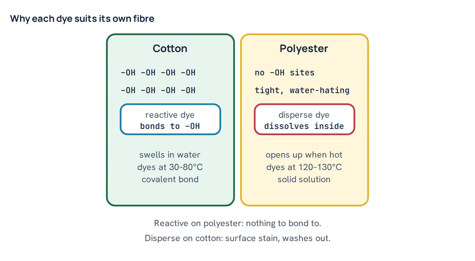Why each dye suits its own fibre