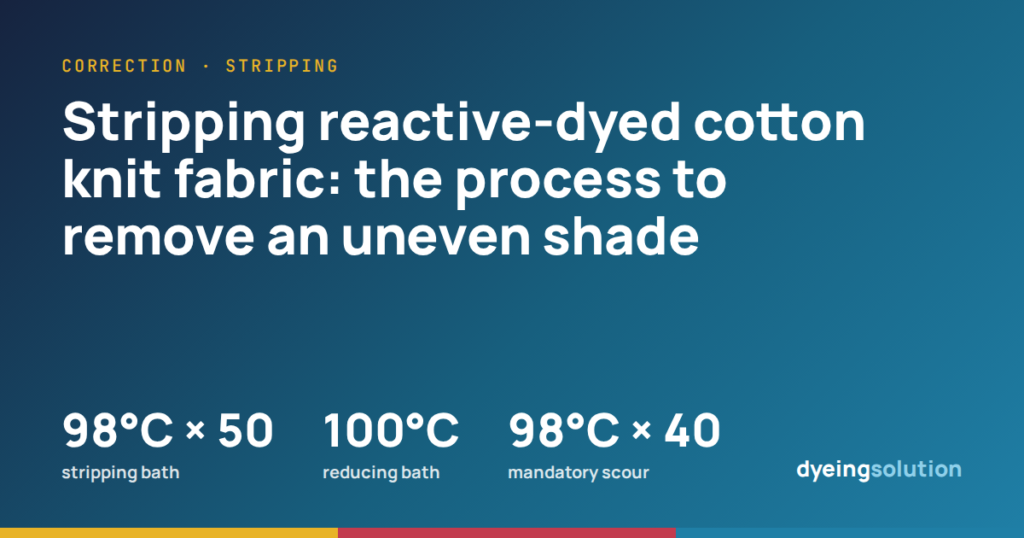 Stripping reactive-dyed cotton knit fabric: the process to remove an uneven shade