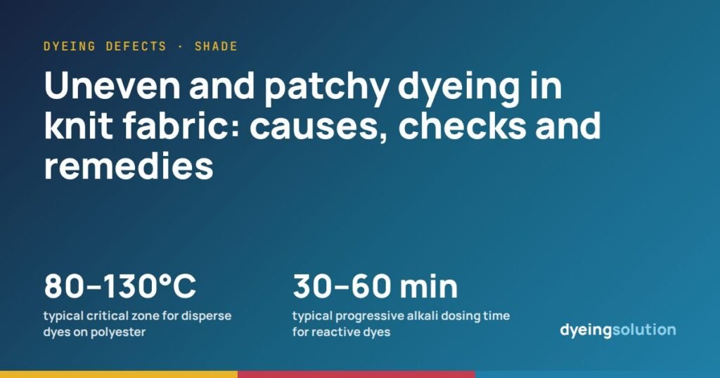 Uneven and patchy dyeing in knit fabric: causes, checks and remedies