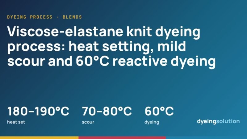 Viscose-elastane knit dyeing process: heat setting, mild scour and 60°C reactive dyeing